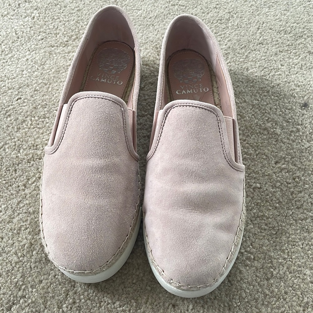 Vince Camuto Tambie blush pink nubuck leather slides